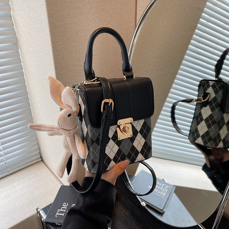 Mini Handbag with Elegant Check Pattern