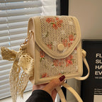 mini handbag with floral jacquard pattern and playful drawstring Nord bags