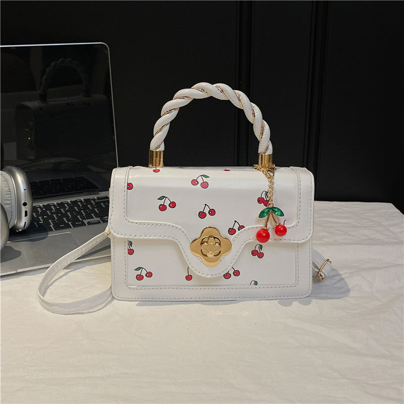 Playful Cherry Print Mini Satchel Handbag