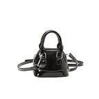 mini handbag with shiny surface and trendy zipper