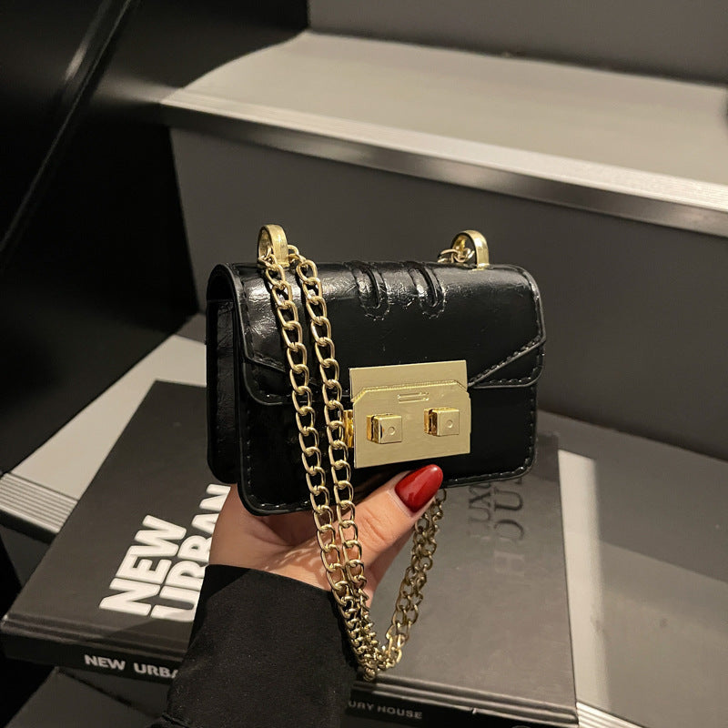 elegant mini handbag with gold closure mechanism