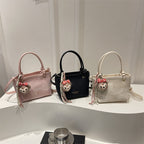 Ladies Mini Handbag with Removable Plush Toy Pendant