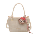 Ladies Mini Handbag with Removable Plush Toy Pendant