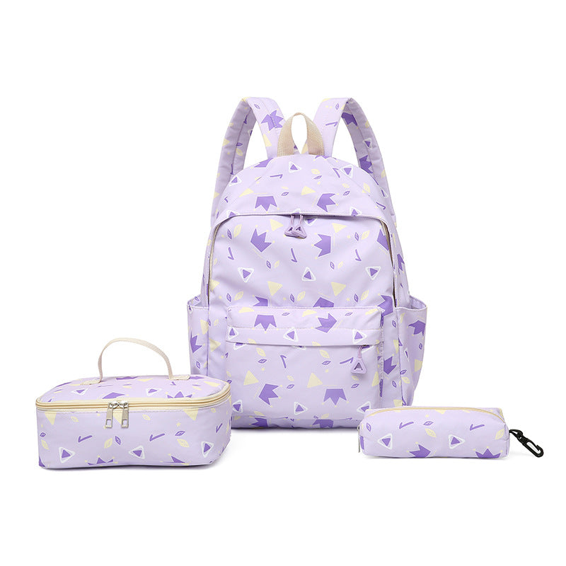 Stylish backpack with separate lunch container and pencil case