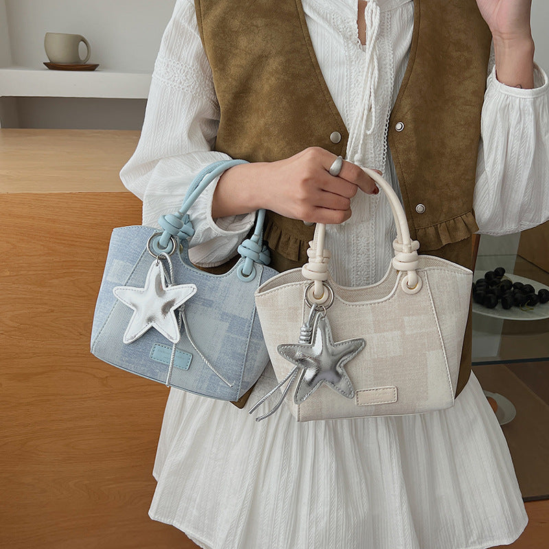 Women Mini-Handbag with Fashionable Star Keychain