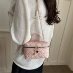 elegant quilted mini handbag with detachable shoulder strap