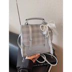 Stylish Checkered Mini Satchel Bag