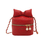 quilted mini handbag with stylish pearl accents