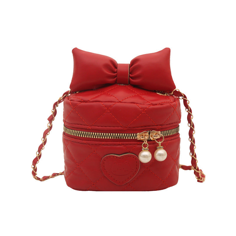 quilted mini handbag with stylish pearl accents