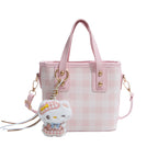 mini handbag with checkered design and playful pendant