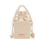 Elegant Pearl-Handled Mini Bucket Bag
