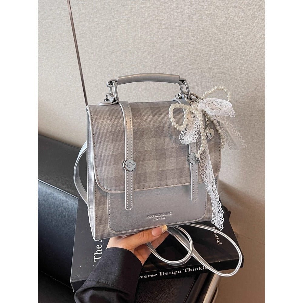 Vintage-Style Checkered Crossbody Bag