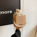 Ladies mini handbag with detachable pearl chain