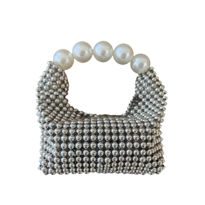 Ladies pearl-embellished mini handbag