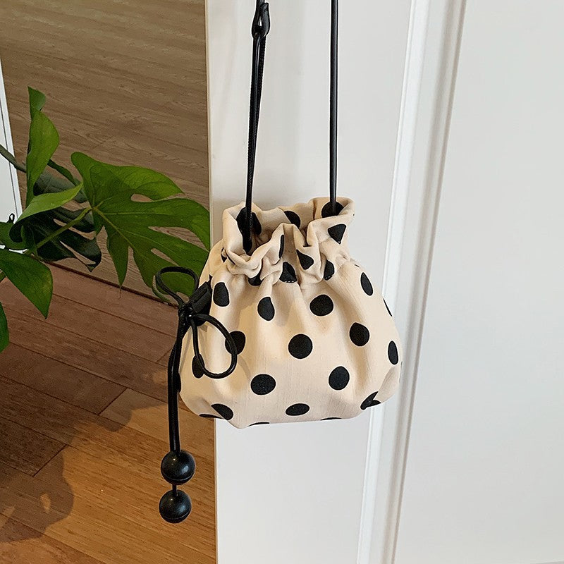 Fun Polka Dot Drawstring Mini Handbag