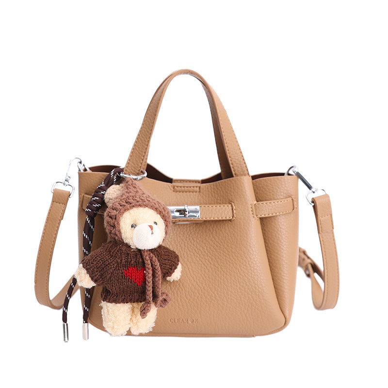 Mini Handbag with Cute Plush Pendant