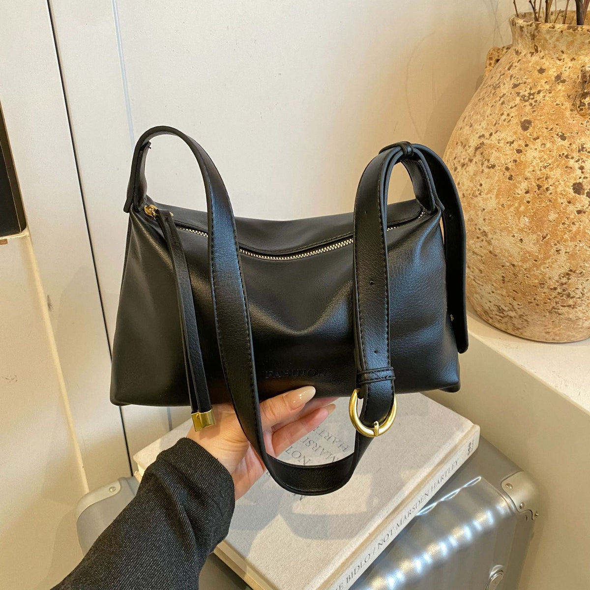 Textured Casual Shoulder Bag