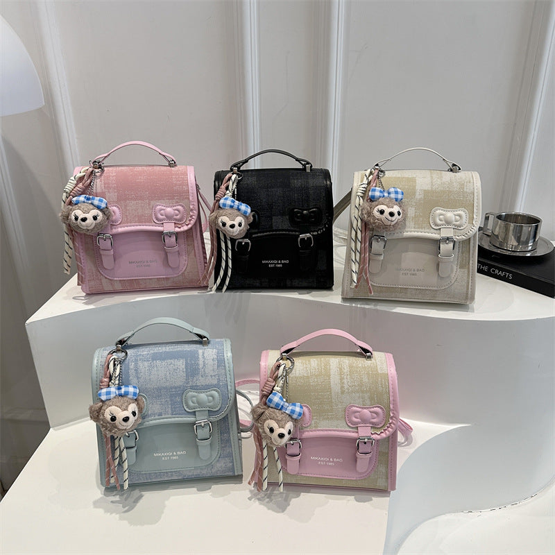 Ladies Mini Backpack Handbag with Playful Animal Motif