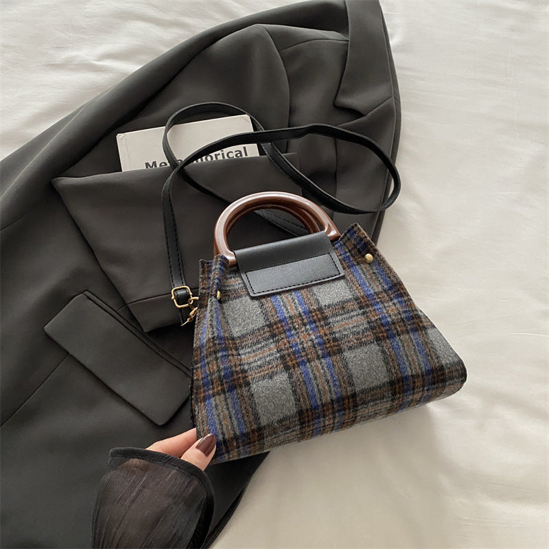Plaid Structured Mini Handbag