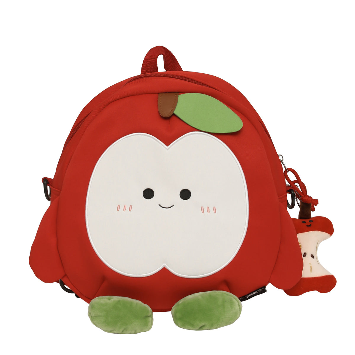 Plush backpack with apple motif