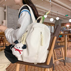 Backpack with Cute Plush Keychain and Practical Storage