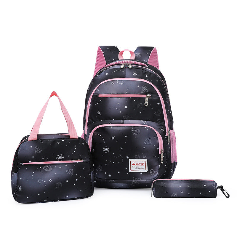 School backpack with breathable back panel and adjustable shoulder straps