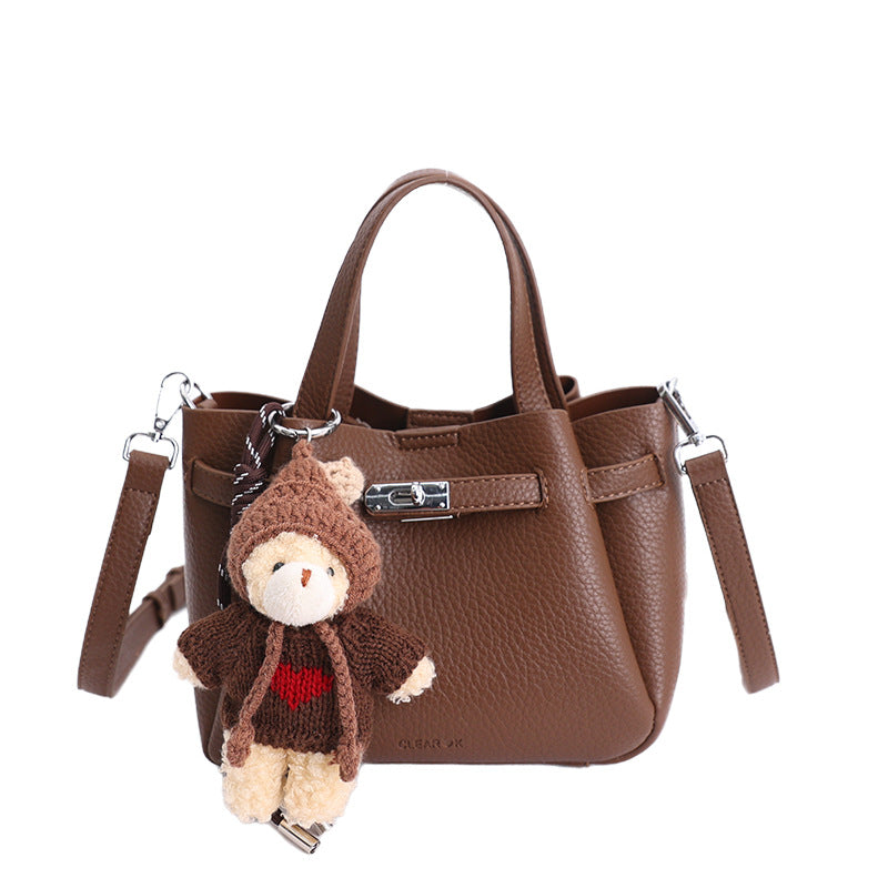 Mini Handbag with Cute Plush Pendant