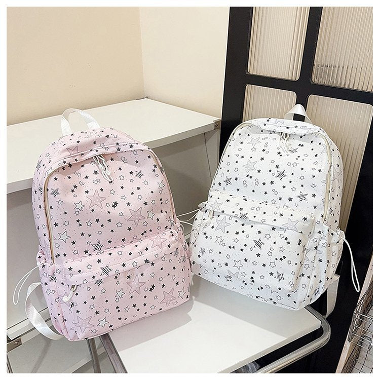 Backpack with Sparkling Star Motif and Charming Pendant