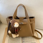 Mini Handbag with Cute Plush Pendant