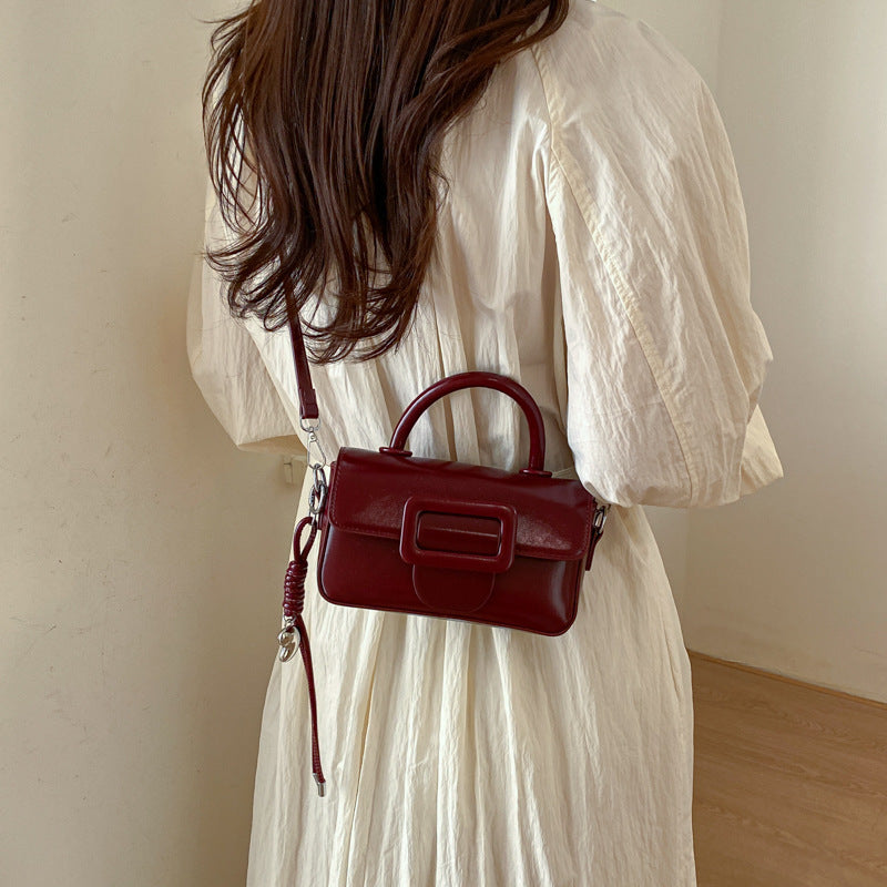 mini handbag with decorative snap closure
