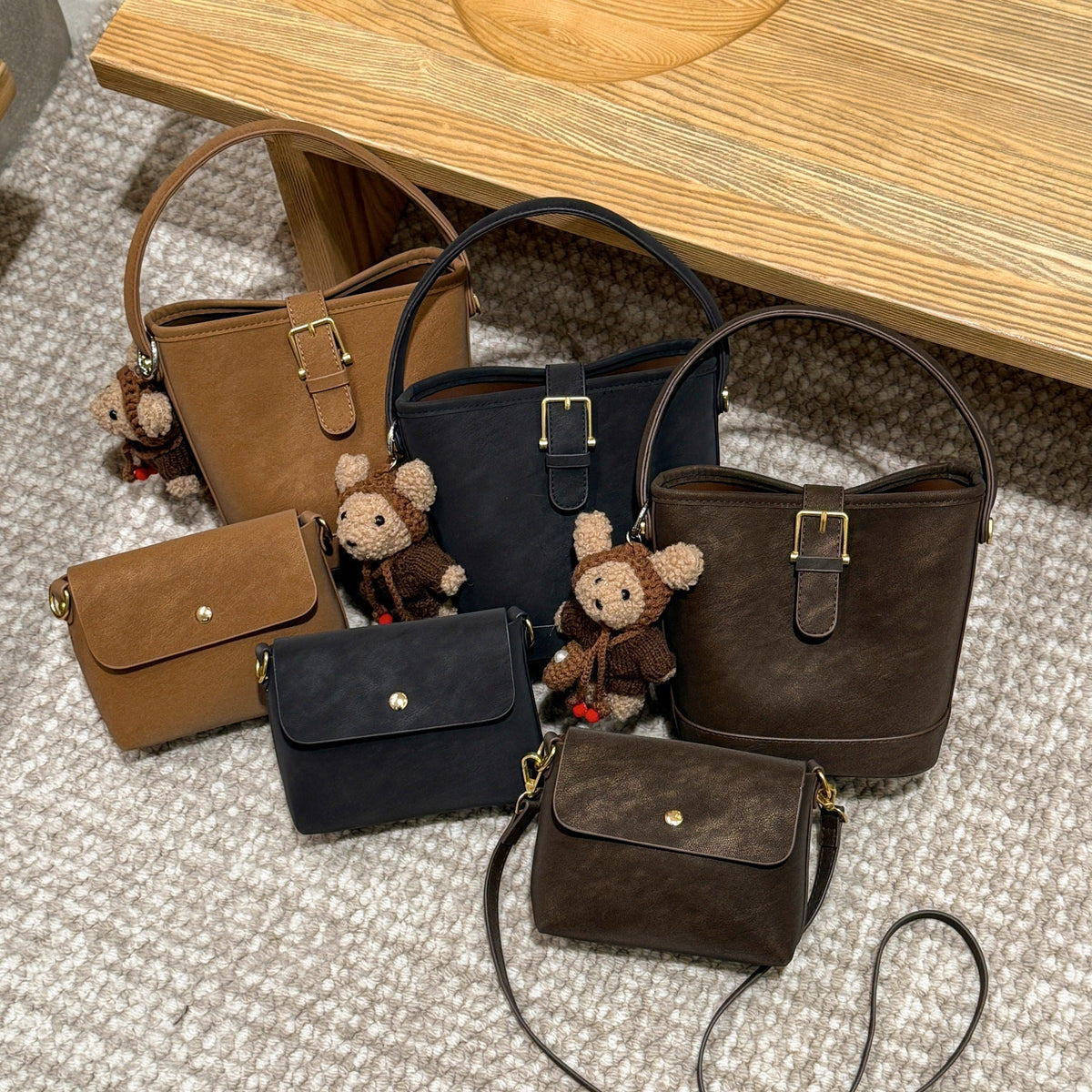 Hobo and Mini Handbag Set with Playful Pendant