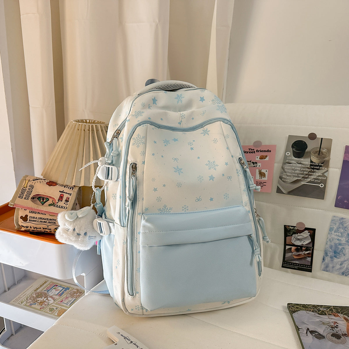 Backpack with Elegant, Floral Design and Many Compartments