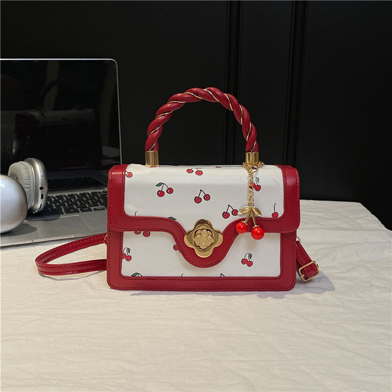Playful Cherry Print Mini Satchel Handbag
