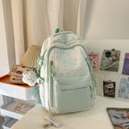 Backpack with Elegant, Floral Design and Many Compartments