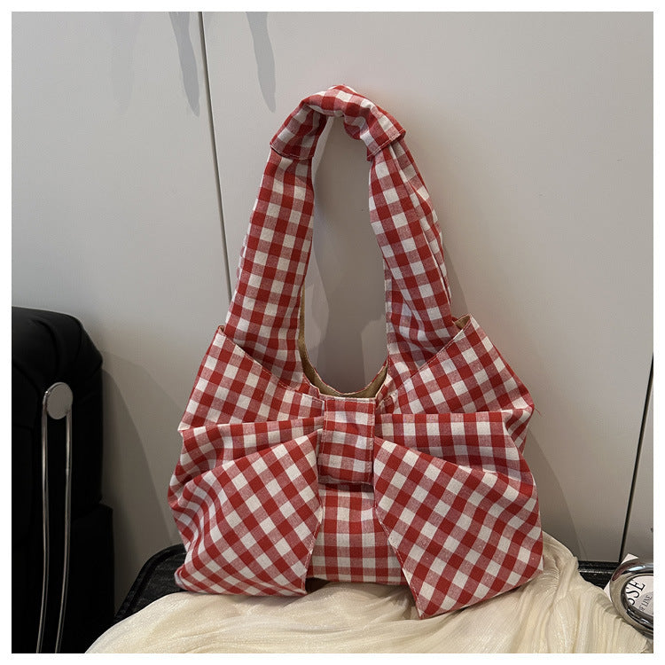 Bow Accent Fabric Tote Bag