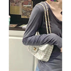 Textured Chain-Detail Crossbody Bag