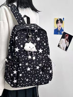 Backpack with Sparkling Star Motif and Charming Pendant