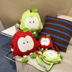 Plush backpack with apple motif