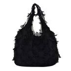 Fringed Textured Shoulder Bag