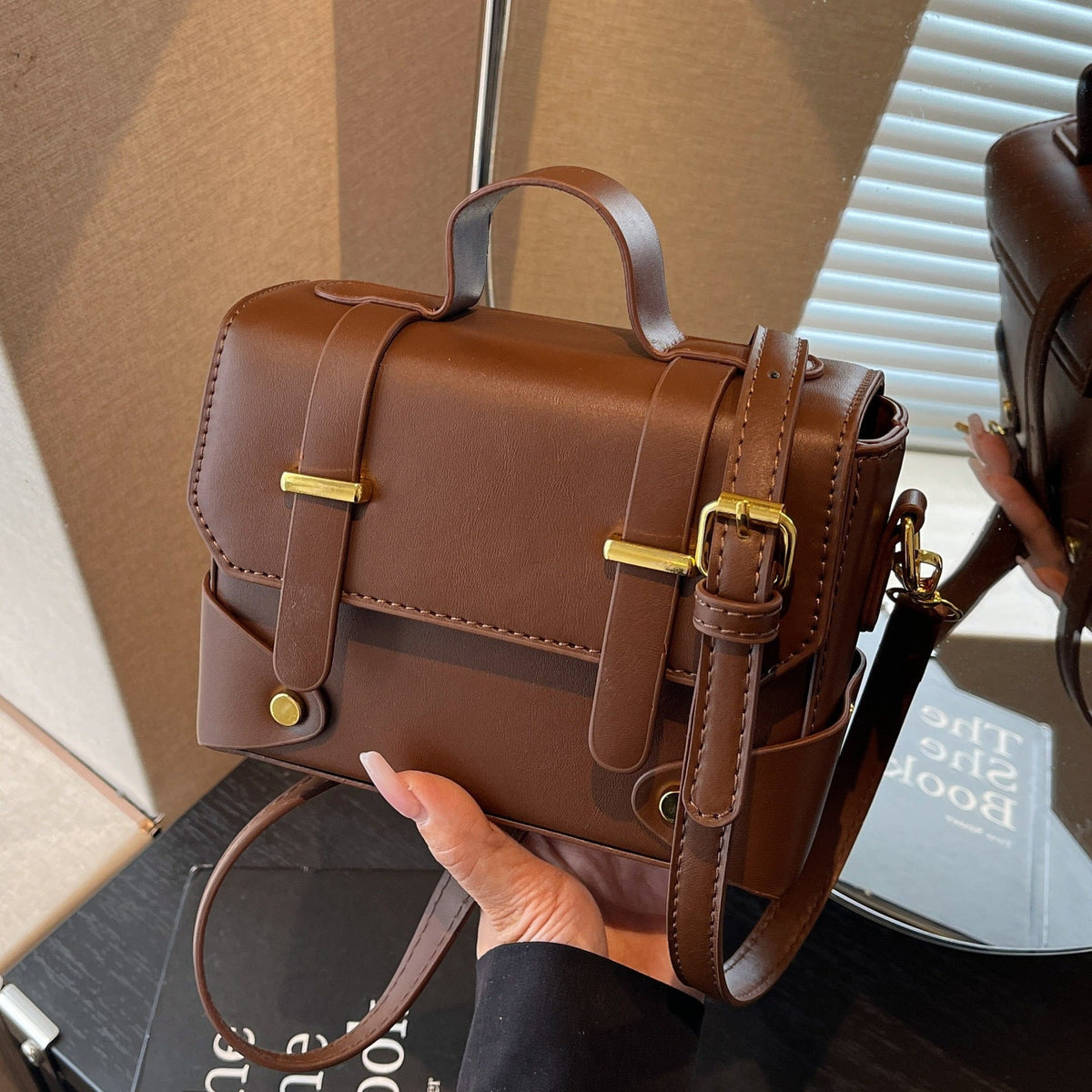 Women Mini Handbag with Textured Design and Removable Shoulder Strap