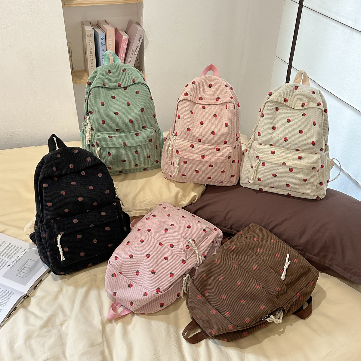 Backpack with Playful Fruit Pattern