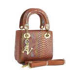elegant mini handbag in modern snake leather look with detachable shoulder strap