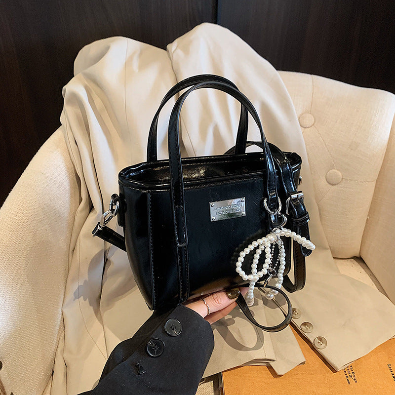 Women Mini Handbag with Pearl-Studded Pendant