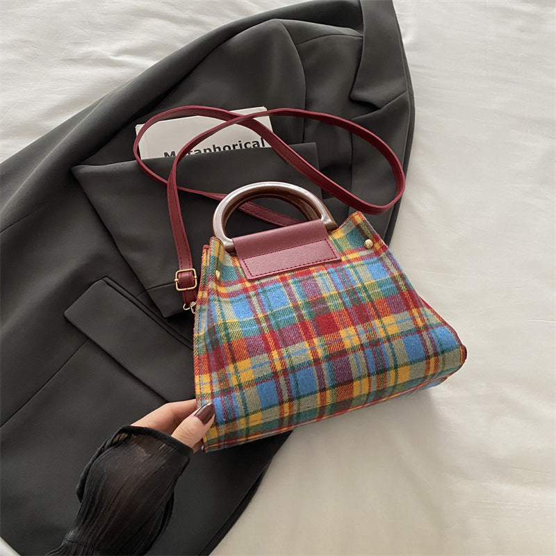 Plaid Structured Mini Handbag