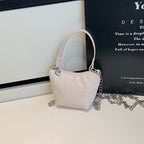 mini handbag with shiny chain and textured upper material