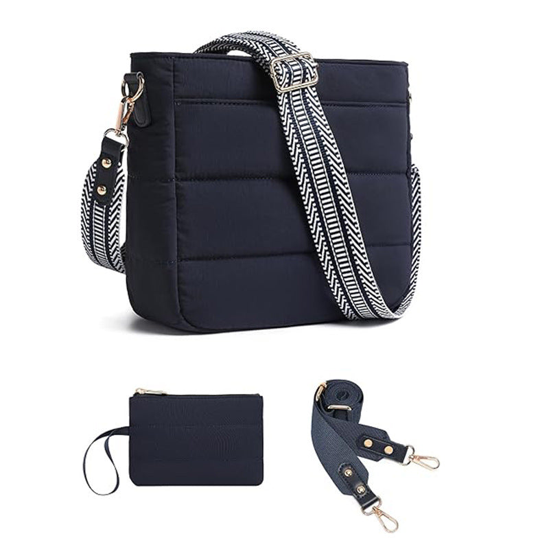 Fashionable shoulder bag with detachable wallet compartment