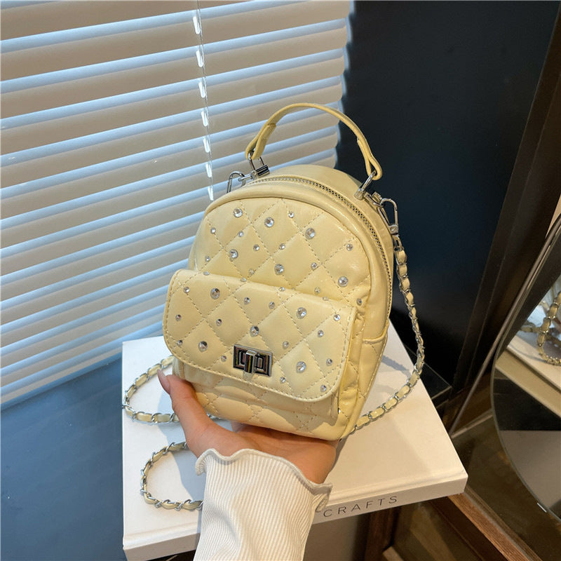 Quilted Mini Backpack with Rhinestone Accents