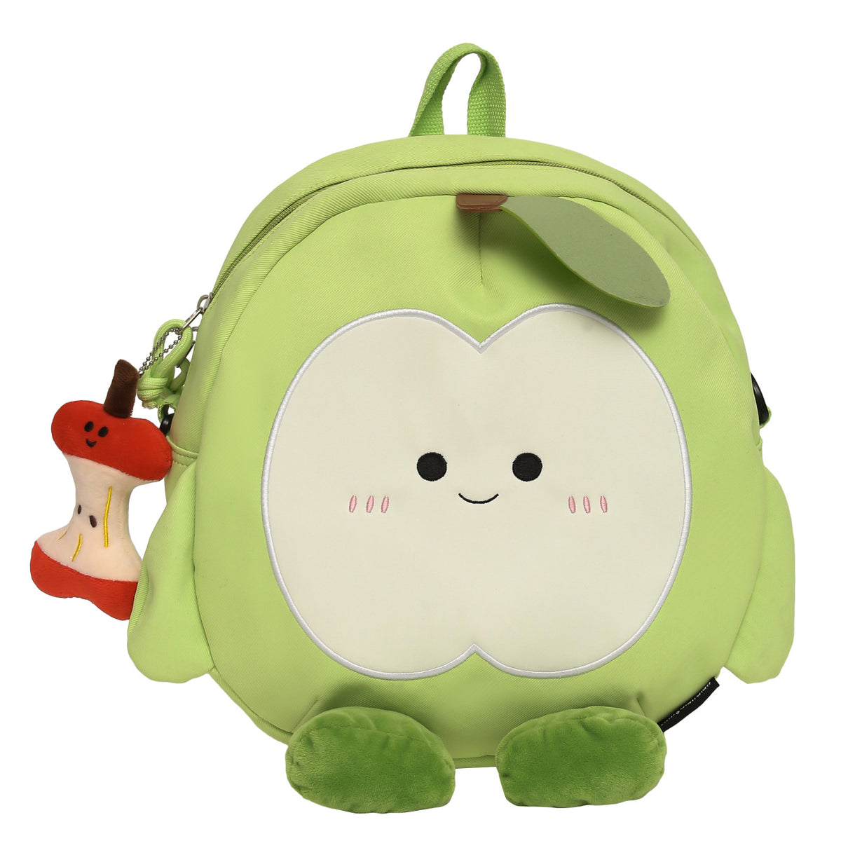 Plush backpack with apple motif