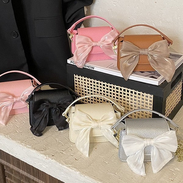 mini handbag with decorative bow design