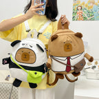 Plush backpack with funny bear design